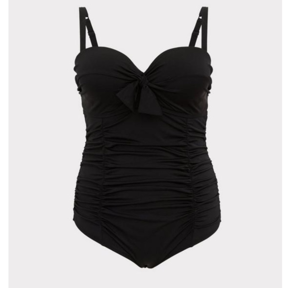 Torrid NWT Black Tie Front Underwire One-Piece Swimsuit